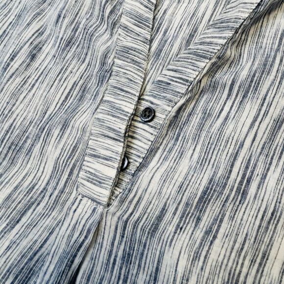 Soft Joie Tunic Womens Small Blue White Printed V-Neck Blouse Top 100% Cotton - Picture 3 of 8